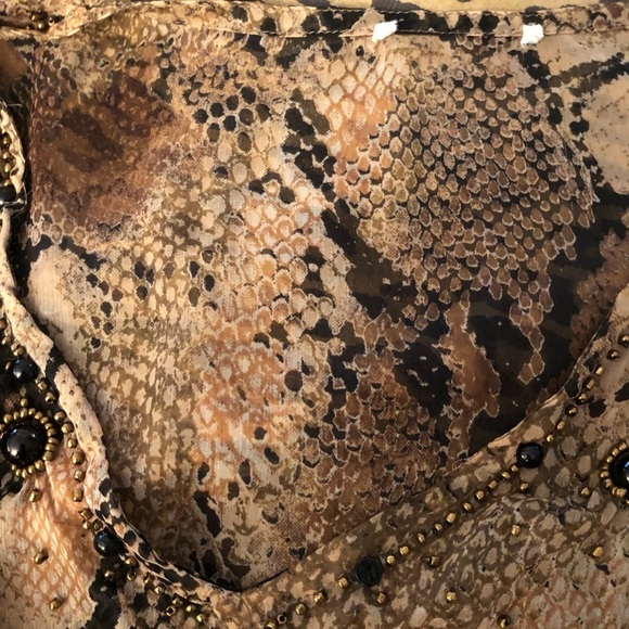 Brown & black reptile print semi  sheer cover up ,Tunic / Poncho like new - Picture 3 of 13